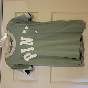 Pink tee shirt sea foam green